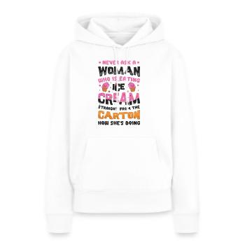 Traurige Frauen Herzschmerz Liebeskummer Eiscreme - Frauen Premium Bio Hoodie - Weiß - Vorne - Julia (174cm)