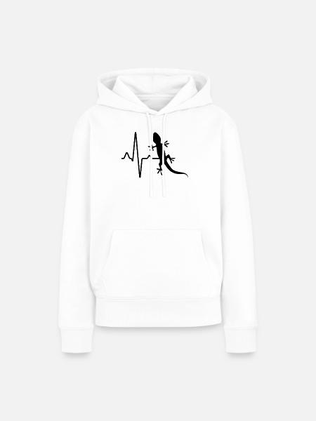 Eidechse Herzschlag - Frauen Premium Bio Hoodie - Weiß