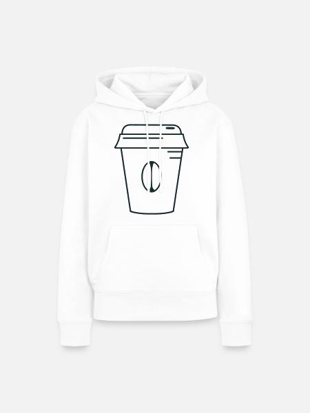 Bohnenliebevoller Becher zum Mitnehmen - Frauen Premium Bio Hoodie - Weiß