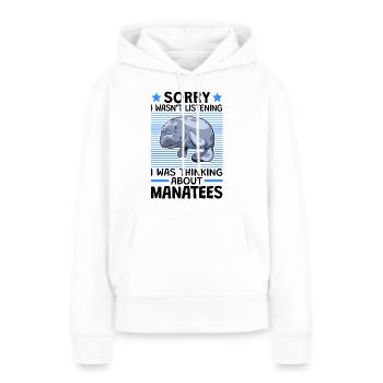 J’ai pensé aux lamantins mammifères marins - Sweat à capuche Premium bio Femme - blanc - Devant - Julia (174cm)