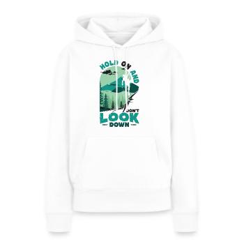 Ne regardez pas vers le bas Bloc, escalade. - Sweat à capuche Premium bio Femme - blanc - Devant - Julia (174cm)