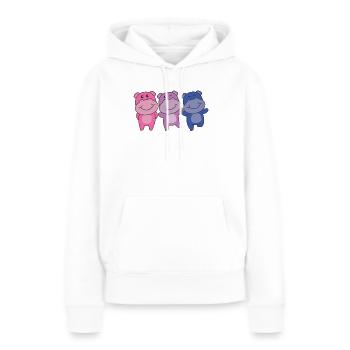 Bi Flag Pride LGBTQ doux Hippopotame - Sweat à capuche Premium bio Femme - blanc - Devant - Julia (174cm)