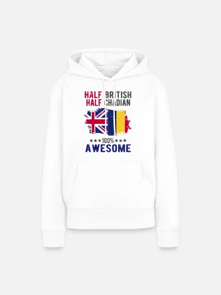 Halb Brite Halb Tschader - Frauen Premium Bio Hoodie - Weiß
