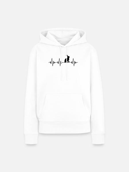 Hase Herzschlag - Frauen Premium Bio Hoodie - Weiß