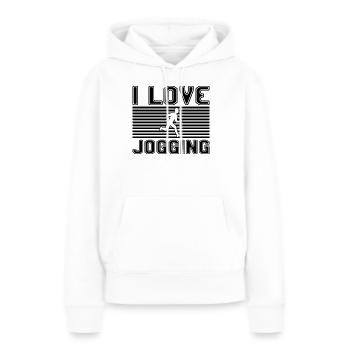 J’adore faire du jogging - Sweat à capuche Premium bio Femme - blanc - Devant - Julia (174cm)