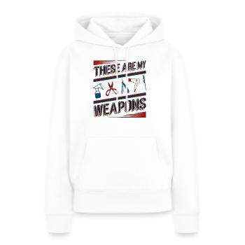 Ce sont mes armes dans le salon de coiffure - Sweat à capuche Premium bio Femme - blanc - Devant - Julia (174cm)
