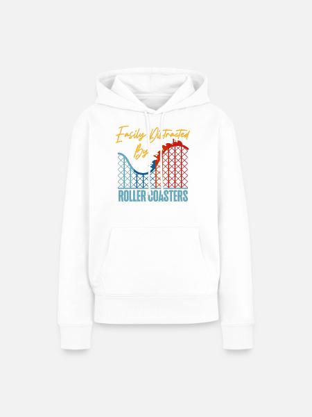 Roller Coaster Easily Distracted - Frauen Premium Bio Hoodie - Weiß