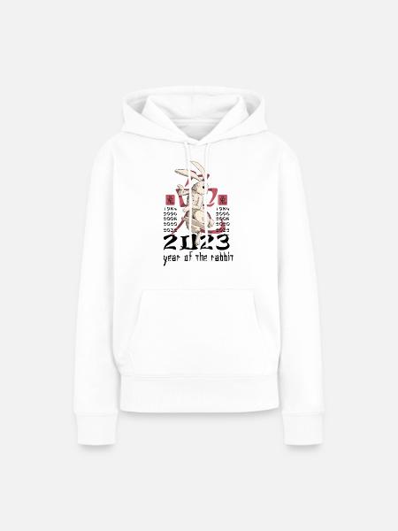 Chinesisches Hase Schriftzeichen Neujahr - Frauen Premium Bio Hoodie - Weiß
