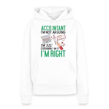Comptable Comptable Comptable - Sweat à capuche Premium bio Femme - blanc - Devant - Julia (174cm)