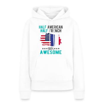 Mi-Américain, mi-Américain - Sweat à capuche Premium bio Femme - blanc - Devant - Julia (174cm)