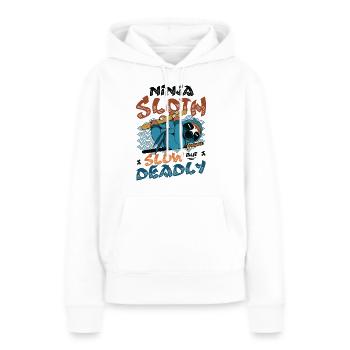 Ninja Sloth lent mais mortel - Sweat à capuche Premium bio Femme - blanc - Devant - Julia (174cm)