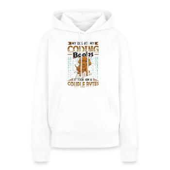 Dog Bytes Code Computer Joke Programmation - Sweat à capuche Premium bio Femme - blanc - Devant - Julia (174cm)