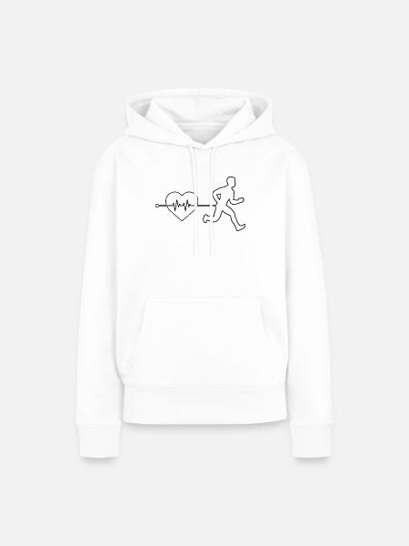 Joggen Herzschlag - Frauen Premium Bio Hoodie - Weiß