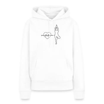 Yoga Herzschlag - Frauen Premium Bio Hoodie - Weiß - Vorne - Julia (174cm)