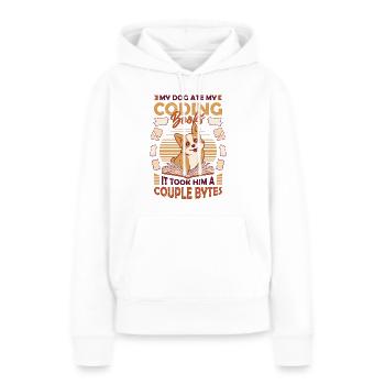 Dog Bytes Code Computer Joke Programmation - Sweat à capuche Premium bio Femme - blanc - Devant - Julia (174cm)