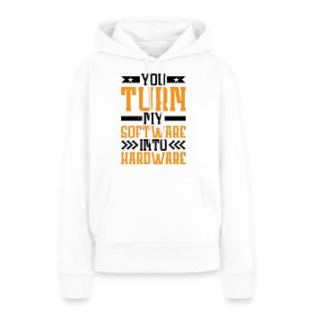 Vous transformez mon logiciel en matériel 7 - Sweat à capuche Premium bio Femme - blanc - Devant - Julia (174cm)