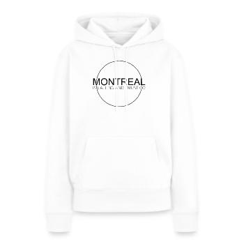 Dicton de Montréal - Sweat à capuche Premium bio Femme - blanc - Devant - Julia (174cm)