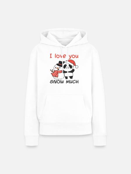 Panda I love you snow much schneemann wortspiel - Frauen Premium Bio Hoodie - Weiß