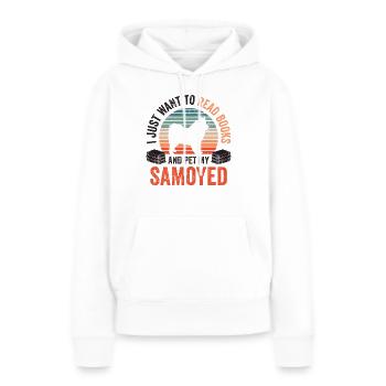 Lire et caresser Samoyède Samoyède - Sweat à capuche Premium bio Femme - blanc - Devant - Julia (174cm)