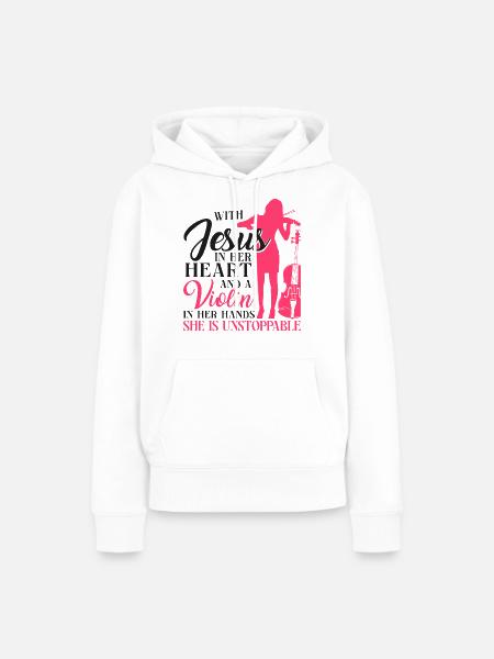 Violin Violinist Jesus Faith - Frauen Premium Bio Hoodie - Weiß