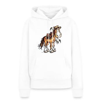 Western Cheval - Sweat à capuche Premium bio Femme - blanc - Devant - Julia (174cm)