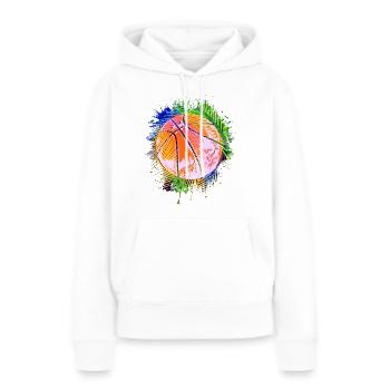 Basketball Rétro - Basketballer Bunt - B-Ball - Sweat à capuche Premium bio Femme - blanc - Devant - Julia (174cm)