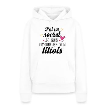 Lillois Lille Femme Amoureuse Cadeau Amour Humour - Sweat à capuche Premium bio Femme - blanc - Devant - Julia (174cm)