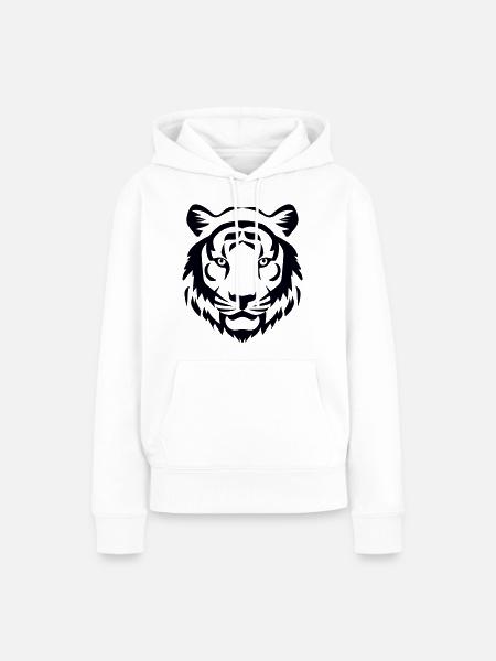 Felin Dschungel-Tigerkopf - Frauen Premium Bio Hoodie - Weiß