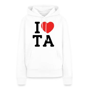 I love TA - Frauen Premium Bio Hoodie - Weiß - Vorne - Julia (174cm)
