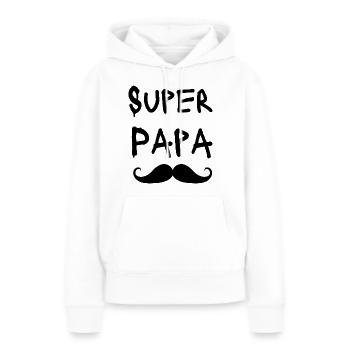 Super Papa - Sweat à capuche Premium bio Femme - blanc - Devant - Julia (174cm)