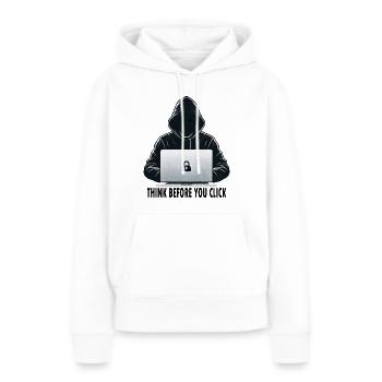 Denke nach bevor du klickst - Cyber Sicherheit - Frauen Premium Bio Hoodie - Weiß - Vorne - Julia (174cm)