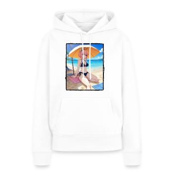 Fille sur la plage Anime - Sweat à capuche Premium bio Femme - blanc - Devant - Julia (174cm)