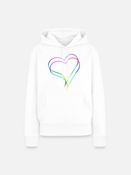 Herzen Regenbogen - Liebe - Frauen Premium Bio Hoodie - Weiß