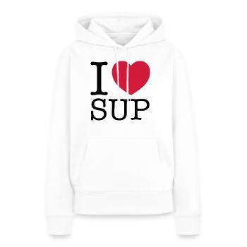 I Heart SUP - Sweat à capuche Premium bio Femme - blanc - Devant - Julia (174cm)