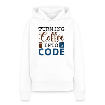 Transformer le café en code - Sweat à capuche Premium bio Femme - blanc - Devant - Julia (174cm)