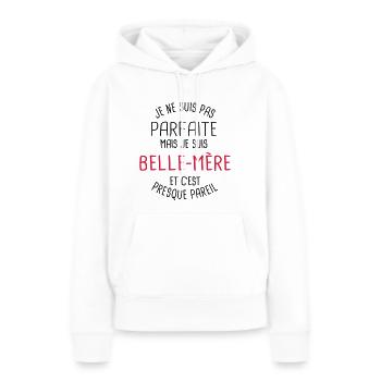 Pas parfaite mais belle mère - Sweat à capuche Premium bio Femme - blanc - Devant - Julia (174cm)