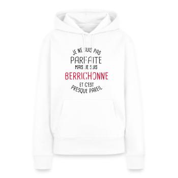 Pas parfaite mais berrichonne - Sweat à capuche Premium bio Femme - blanc - Devant - Julia (174cm)