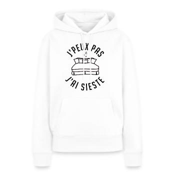 sieste je peux pas j'ai sieste - Sweat à capuche Premium bio Femme - blanc - Devant - Julia (174cm)