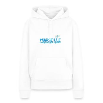 Marseille - Sweat à capuche Premium bio Femme - blanc - Devant - Julia (174cm)