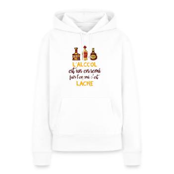 L'alcool est un ennemi - Sweat à capuche Premium bio Femme - blanc - Devant - Julia (174cm)