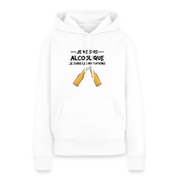 je ne suis pas alcoolique je subis les invitations - Sweat à capuche Premium bio Femme - blanc - Devant - Julia (174cm)