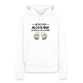 je ne suis pas alcoolique je subis les invitations - Sweat à capuche Premium bio Femme - blanc - Devant - Julia (174cm)