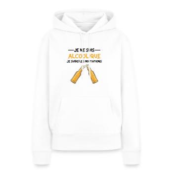 je ne suis pas alcoolique je subis les invitations - Sweat à capuche Premium bio Femme - blanc - Devant - Julia (174cm)