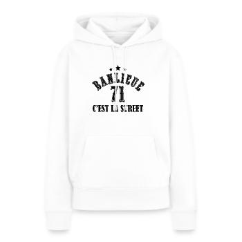 banlieue 71 c'est la street - Sweat à capuche Premium bio Femme - blanc - Devant - Julia (174cm)