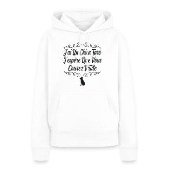 t-shirt j'ai un chien taré courez humour cadeau - Sweat à capuche Premium bio Femme - blanc - Devant - Julia (174cm)