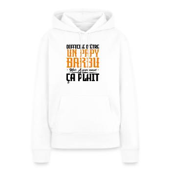 papy barbu, citations barbe, Idée cadeau papy - Sweat à capuche Premium bio Femme - blanc - Devant - Julia (174cm)