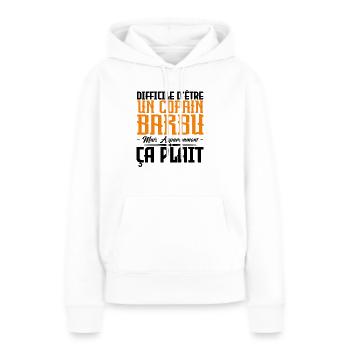 copain barbu, citations barbe, cadeau copain - Sweat à capuche Premium bio Femme - blanc - Devant - Julia (174cm)