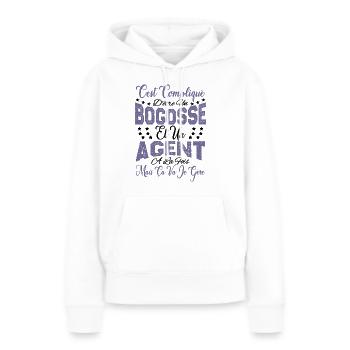 c'est compliqué d'être un Bogosse et un Agent. - Sweat à capuche Premium bio Femme - blanc - Devant - Julia (174cm)