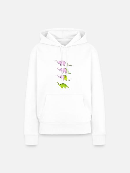 Dinosaurier Schlange Elefant - Frauen Premium Bio Hoodie - Weiß