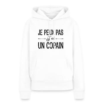 Je peux pas j'ai un copain. cadeau copain, copine. - Sweat à capuche Premium bio Femme - blanc - Devant - Julia (174cm)